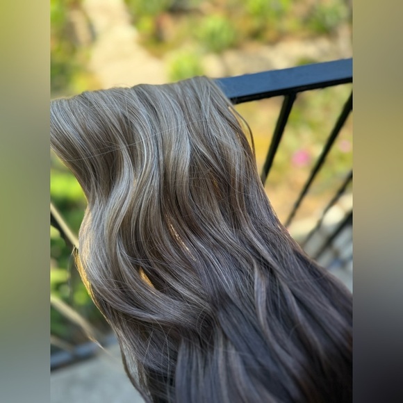 24 In One Piece Clip In Wavy Extensions Balayage hair Style - dark root Blonde - Picture 7 of 11